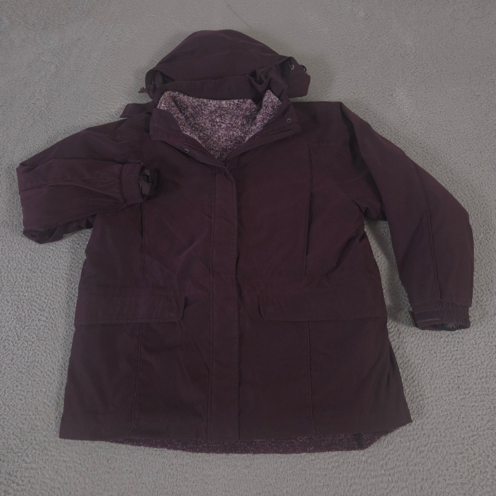 Cabelas Jacket Womens XL Purple Hooded Removable Fleece-Lined Coat Southwestern